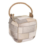Fermaporta in pelle marrone 20x20x20h cm