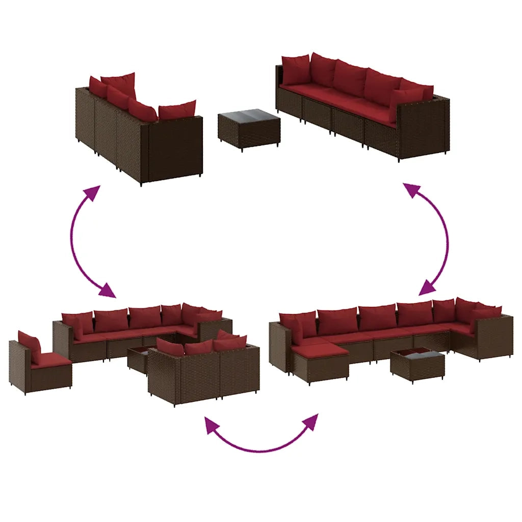 Set Divani da Giardino 8 pz con Cuscini in Polyrattan Marrone 3308237