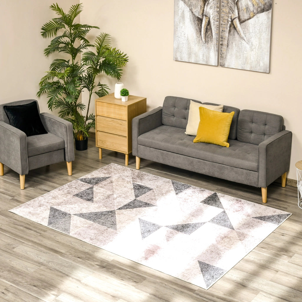 Tappeto Moderno Geometrico Velluto Grigio ¨C Minimal ¨C 230x160 cm