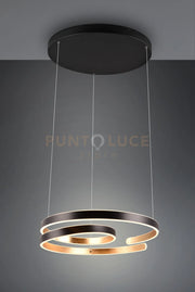 MARNIE SOSPENSIONE LED 68W 8000lm, 3000K METALLO NERO E ORO A SPIRALE DIMMERABILE CON INTERRUTTORE D. 65CM