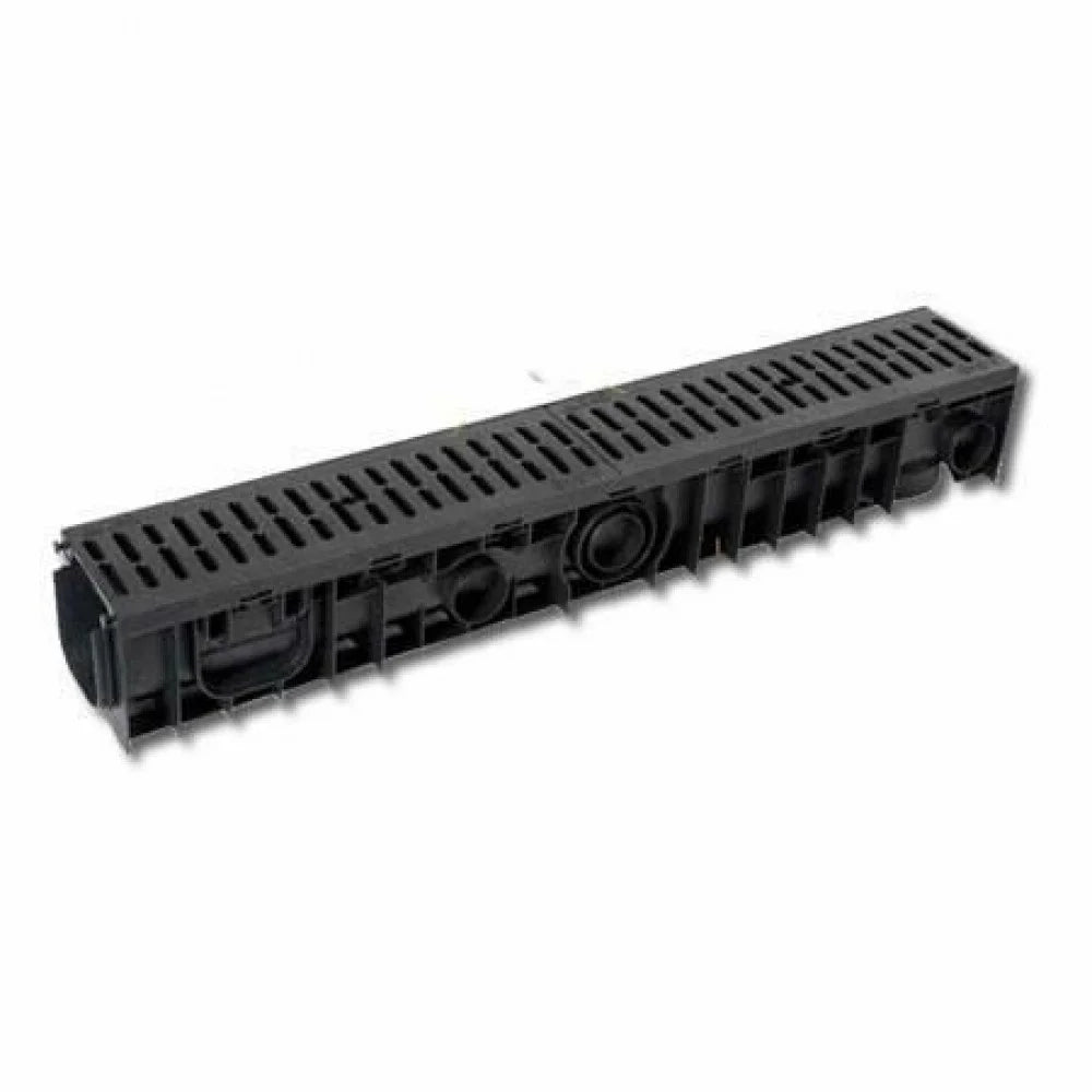 Canaletta Pp Nera 13X100 H.15 Con Griglia Pp Nera Rinforzata B08