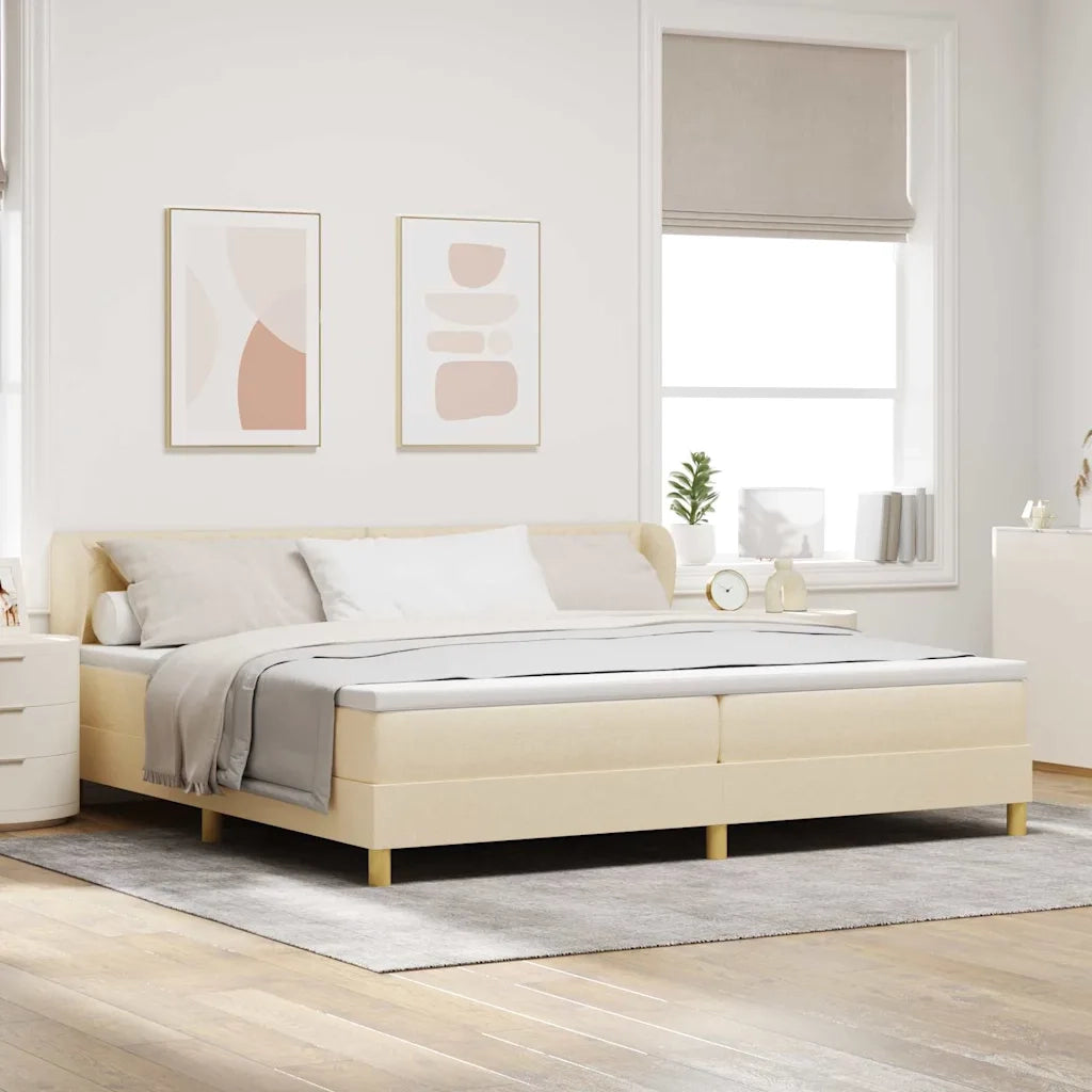Letto a molle con materasso Crema 200 x 200 cm Tessuto 3340302