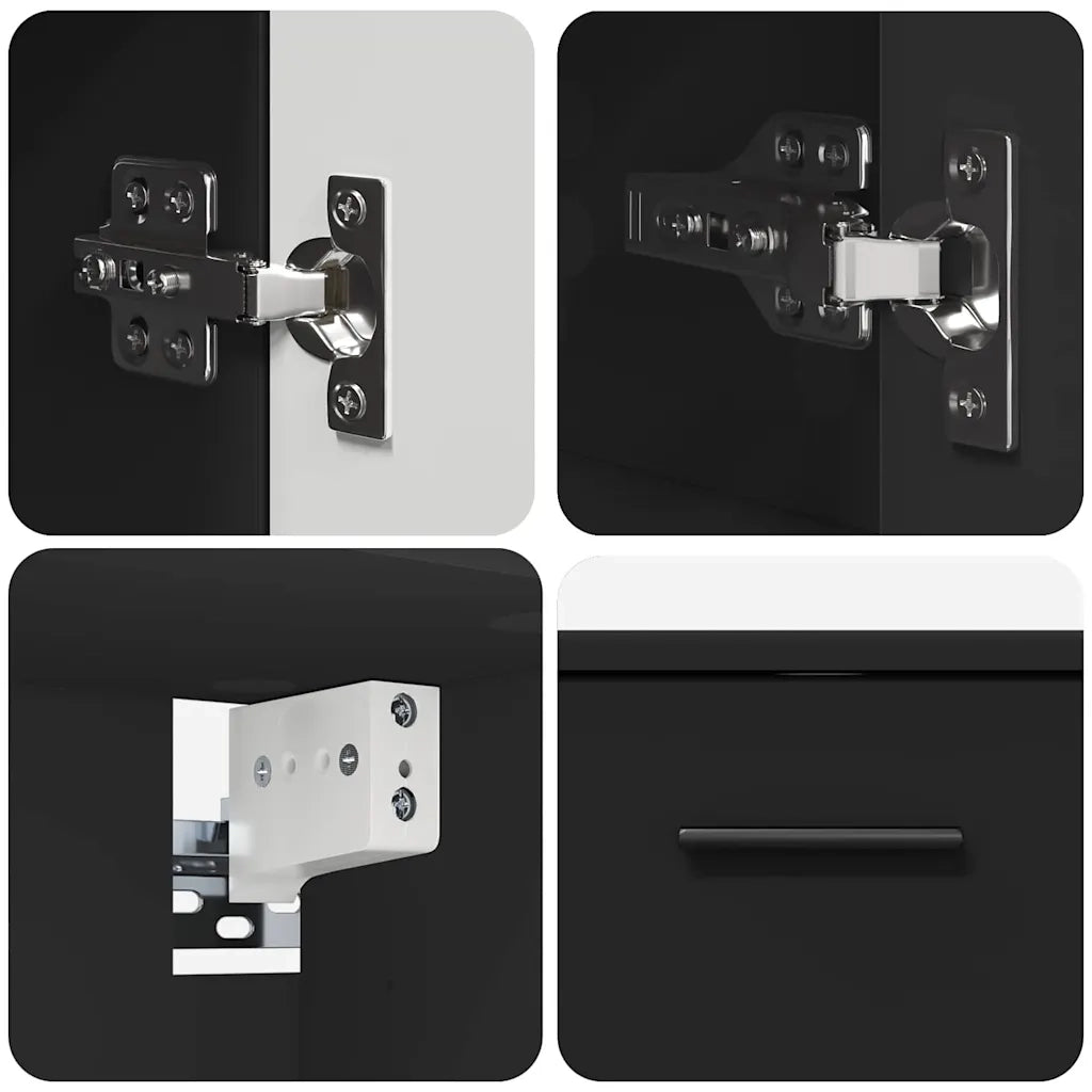 Set di mobili per il bagno con cassetto con porta 2 pcs Nero 3393014