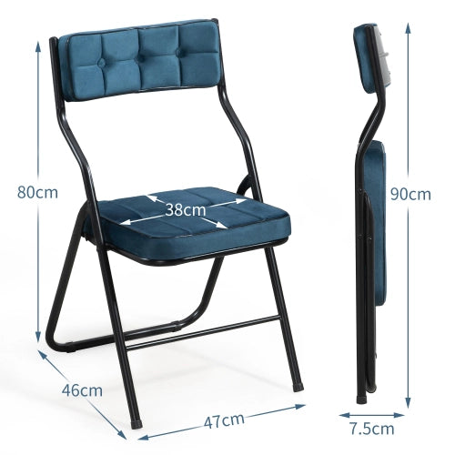 Sedie Pieghevoli con Cuscino Set 2 Pezzi ¨C MINIMAL ¨C Blu, Imbottite, Portatili