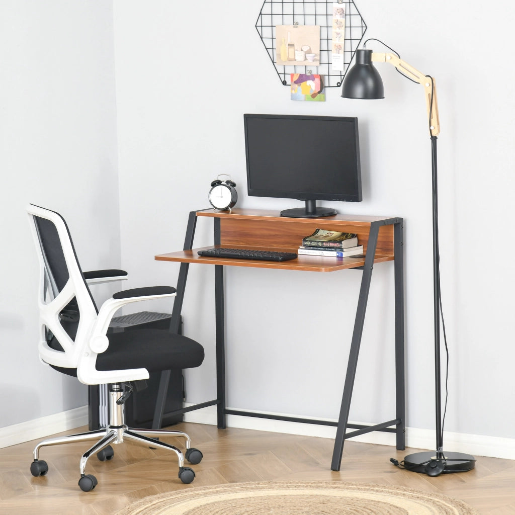 Scrivania da computer con cassetti e gestione cavi ¨C Zephmum ¨C 84x45x85 cm, noce e nero