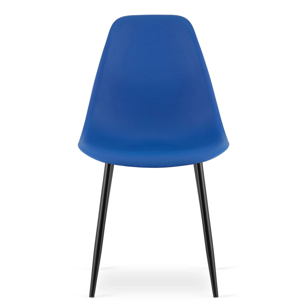 Set di 4 sedie moderne Wat blu con gambe nere
