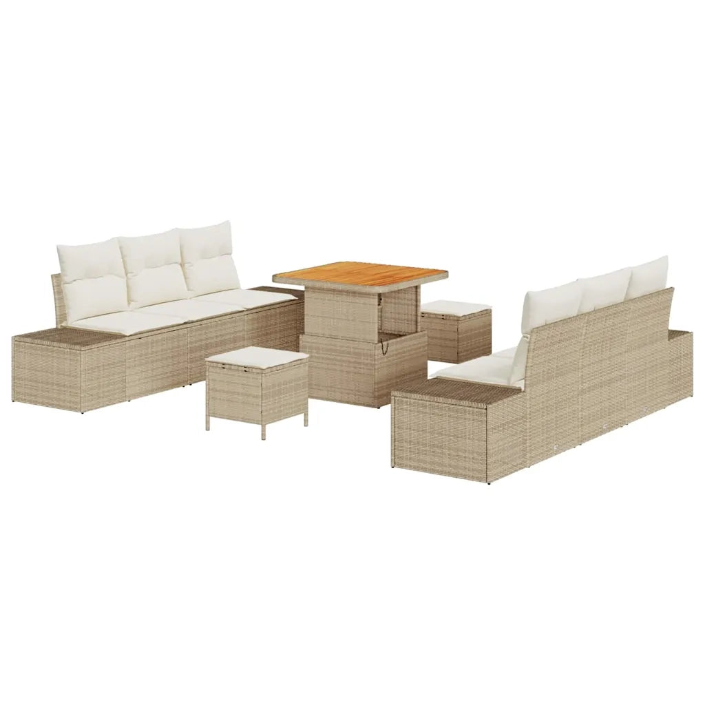 Set Divano da Giardino con cuscino 9 pcs Beige polyrattan 3362736