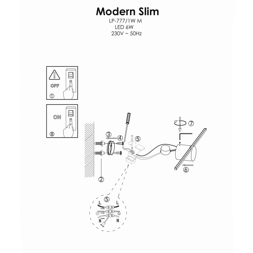 Applique Modern Slim M cromo LED 6W IP44 Light Prestige