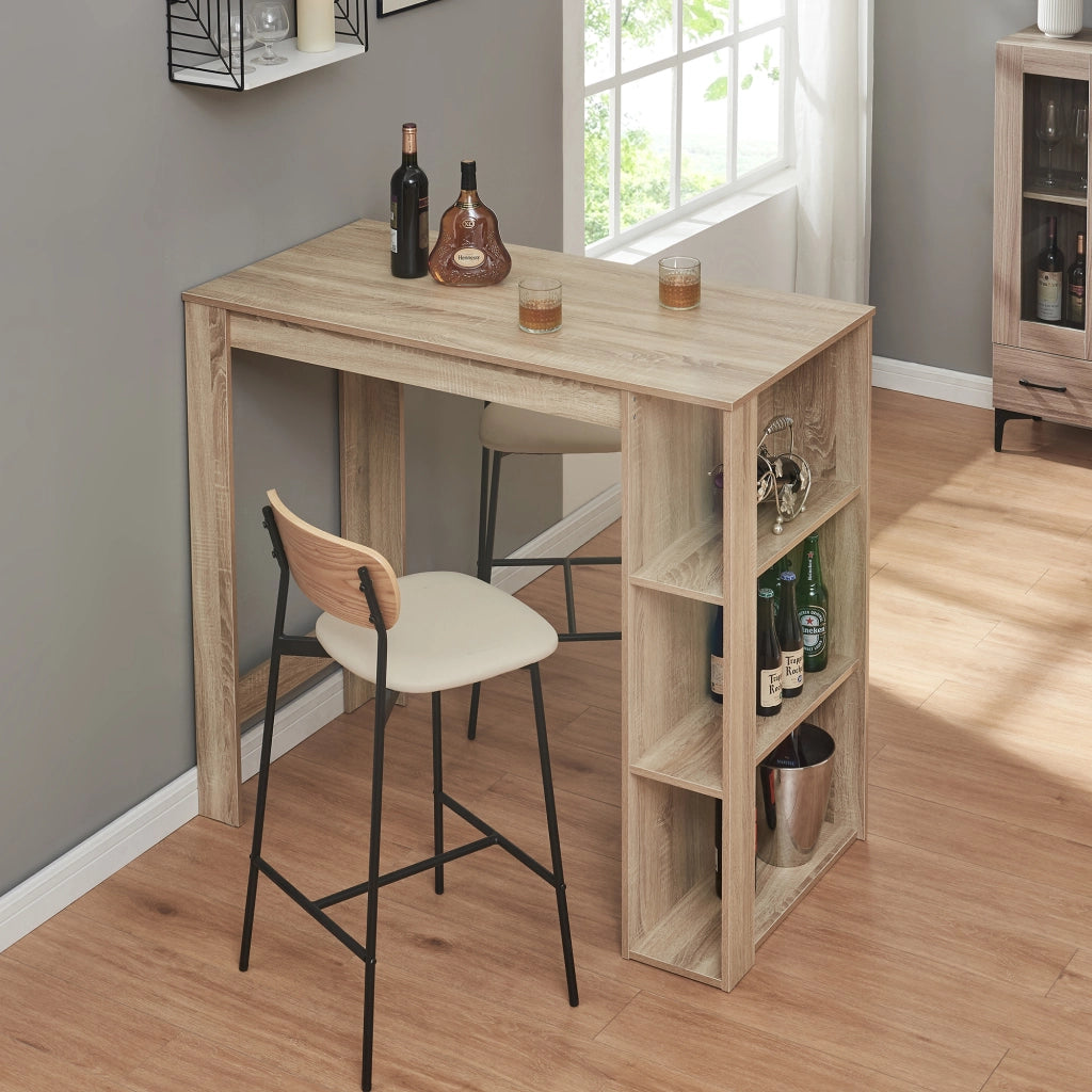 Tavolo Alto da Bar Danderyd Bancone a 3 Ripiani Laterali 120 x 60 x 106 cm - Effetto Rovere [en.casa]