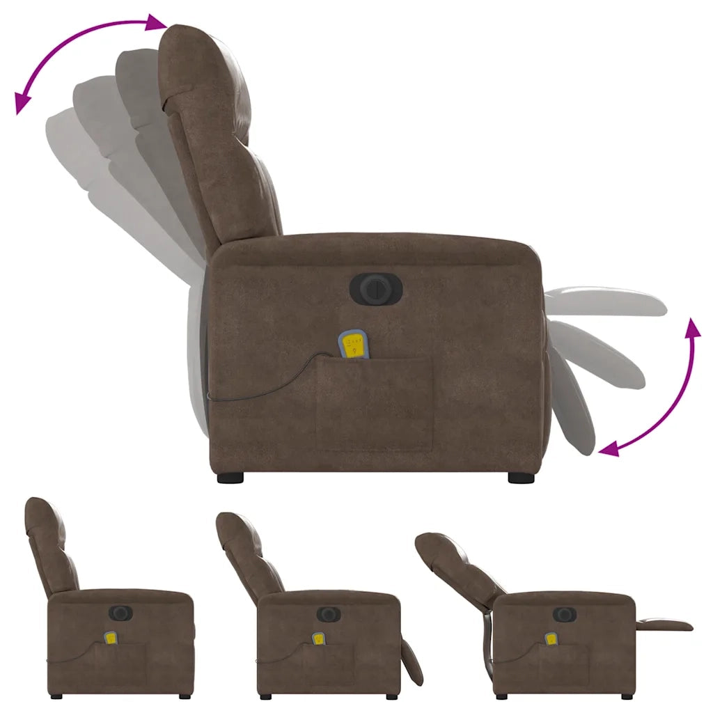 Poltrona Reclinabile Massaggiante Elettrica Marrone Microfibra 3303079