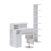 Vicco Scrivania Bianco 3 parti, con libreria e sgabello