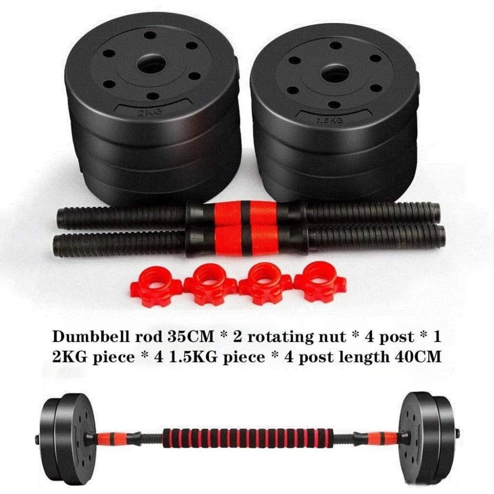 Trade Shop - Kit 2in1 Bilanciere + Manubri Con Pesi Regolabili Componibili Palestra Tot 10 Kg -