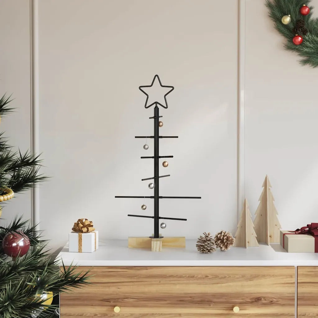 Albero di Natale in metallo con supporto Nero 59,5 cm 42019175