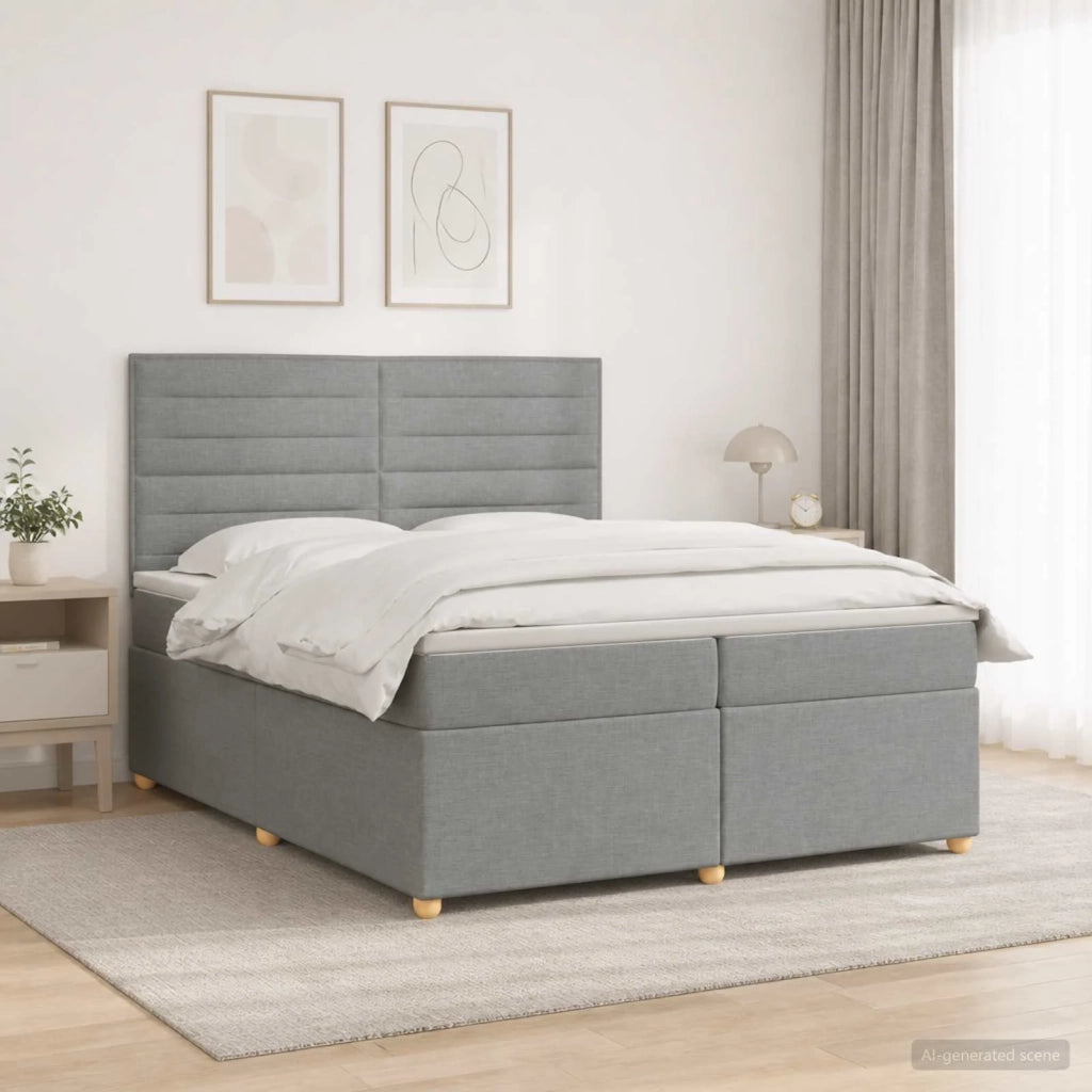Letto box spring con materasso Grigio Chiaro 200 x 200 cm 3455420