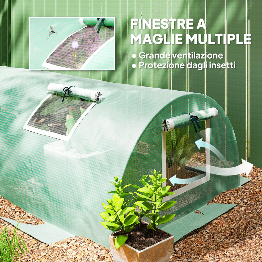 Serra da Giardino con Finestrelle ¨C Minimal ¨C Verde Acciaio 300x80x45 cm