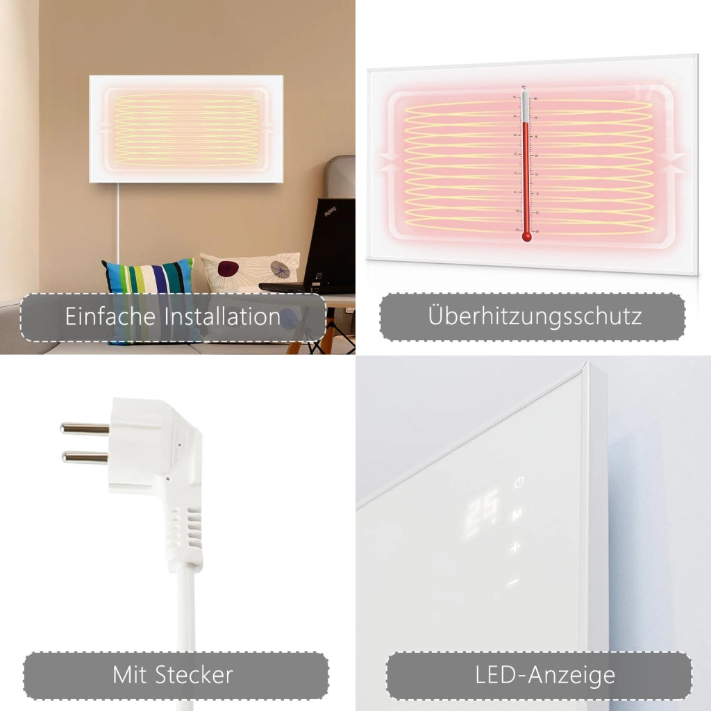 ZMH Riscaldatore a parete a infrarossi a risparmio energetico con telecomando per camere da letto e hotel