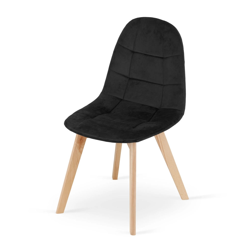 Sedia Valora NUUC in velluto nero, design ergonomico x3