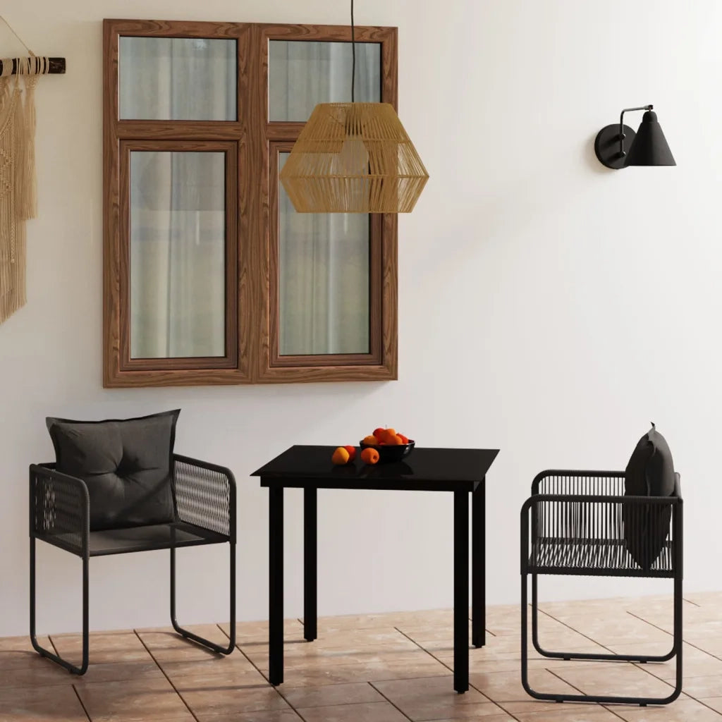 Set da Pranzo da Giardino 3 pz Nero 3099077