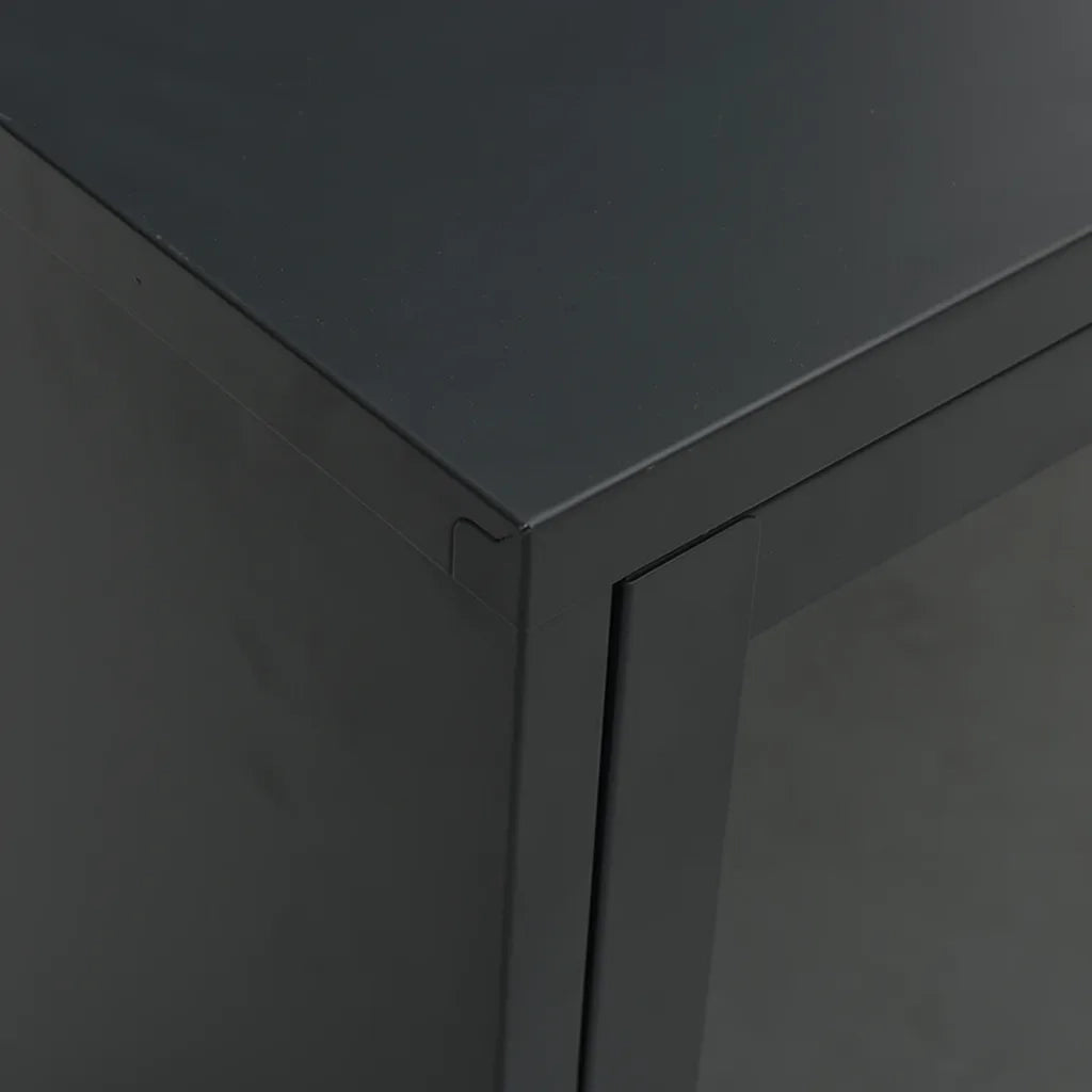 Mobile TV-Credenza per TV Nero 105x35x52 cm in Acciaio e Vetro
