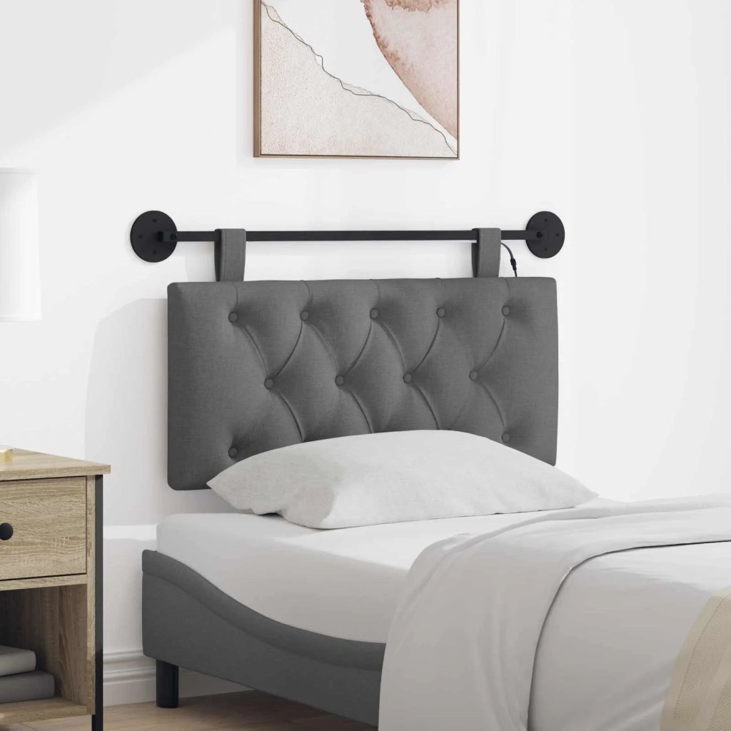 Testiera sospesa Con luce LED Grigio Scuro Tessuto 3424514