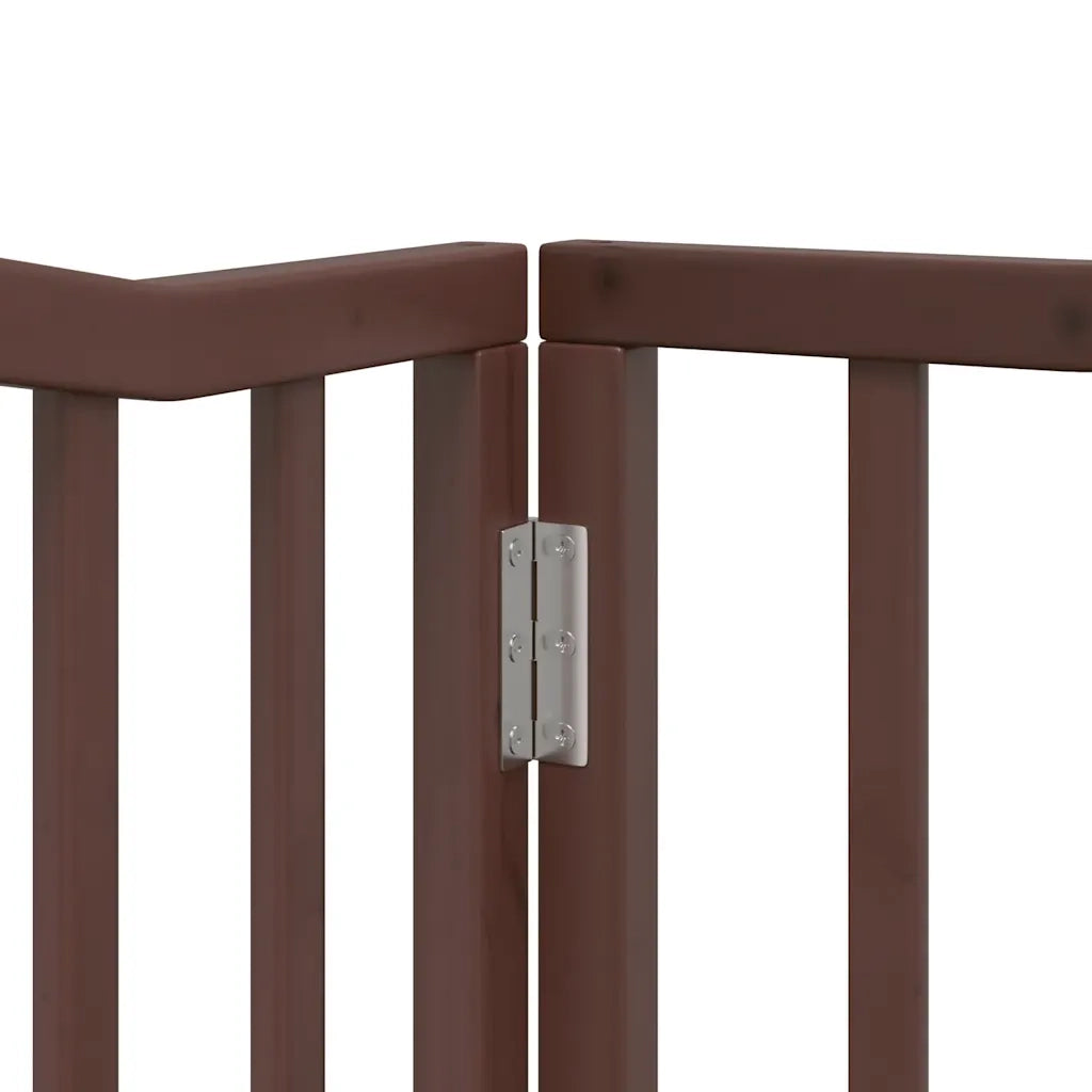 Cancello Cani Porta Pieghevole Marrone 4 Pannelli 320cm Pioppo 352233