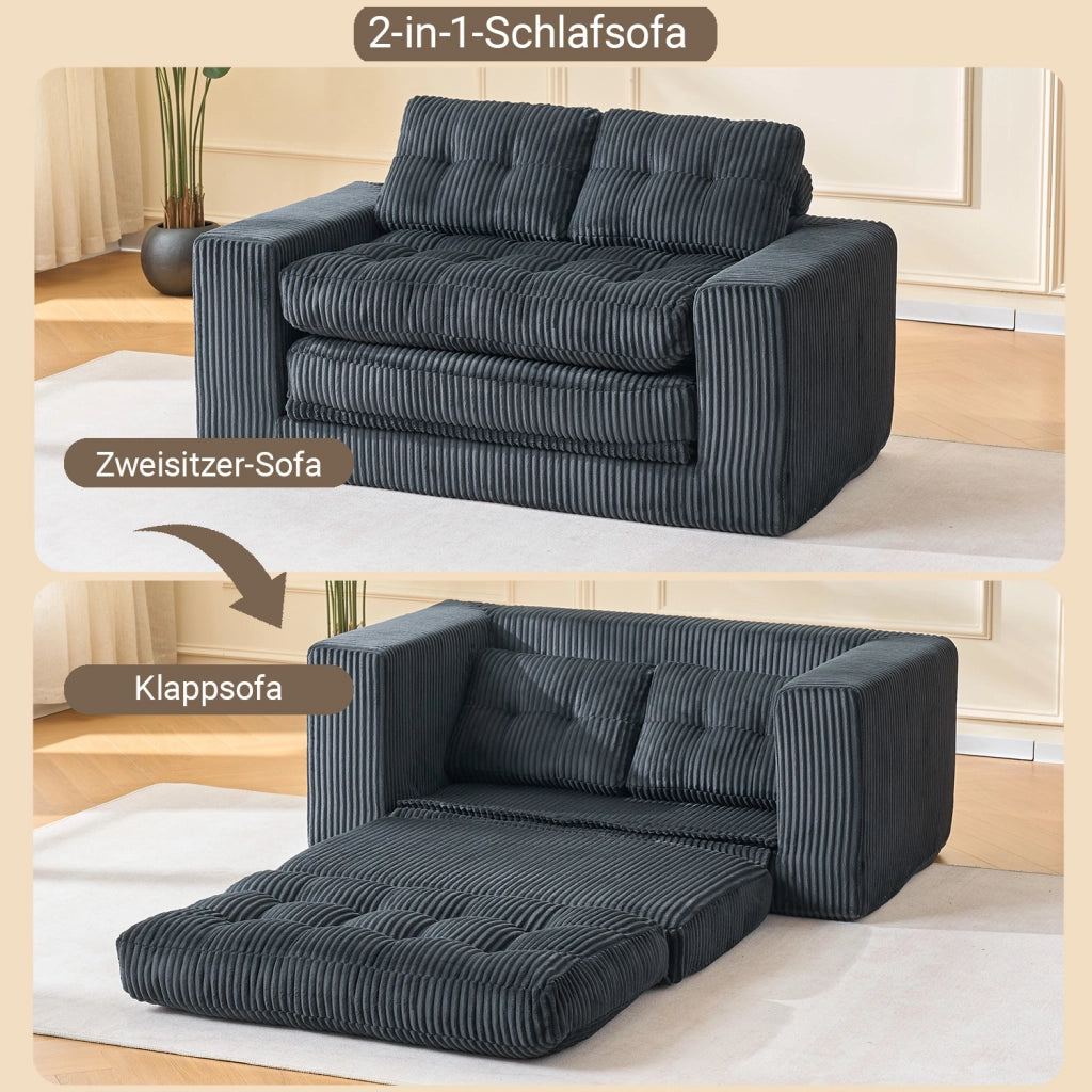 Divano Letto 2 Posti con Memory Foam ¨C Xylo ¨C Tessuto a Coste, Compatto