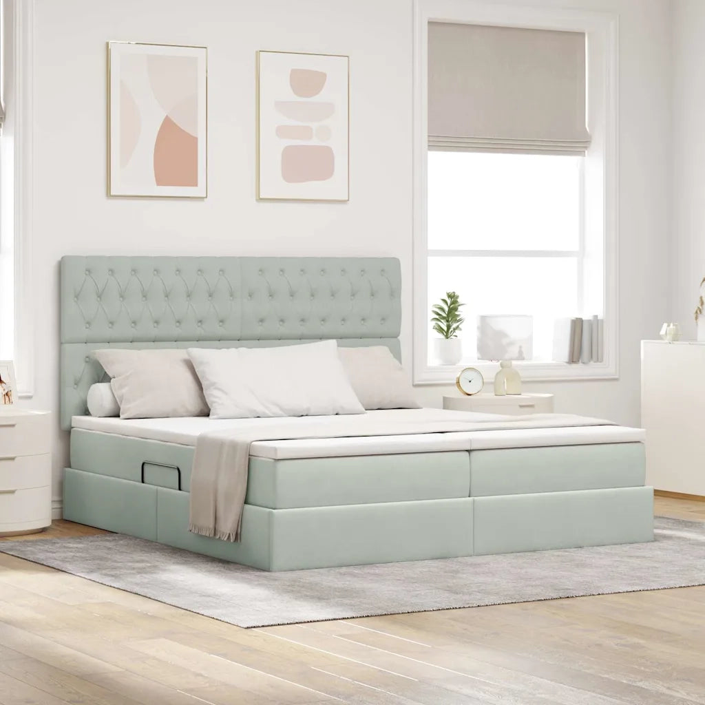 Letto con testiera Grigio chiaro 180 x 200 cm Velluto