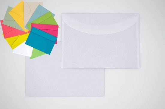 Enveloppe DIN C6 - 25x Enveloppe - Bianco - Senza Fermo - Adatto per A6 - Scatola di Archiviazione in Cartone - Busta di Carta