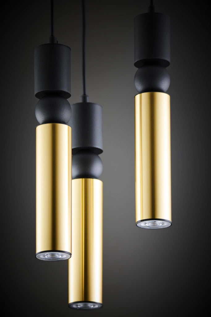 Lampada sospensione moderna tonda 30cm nero oro 3xGU10