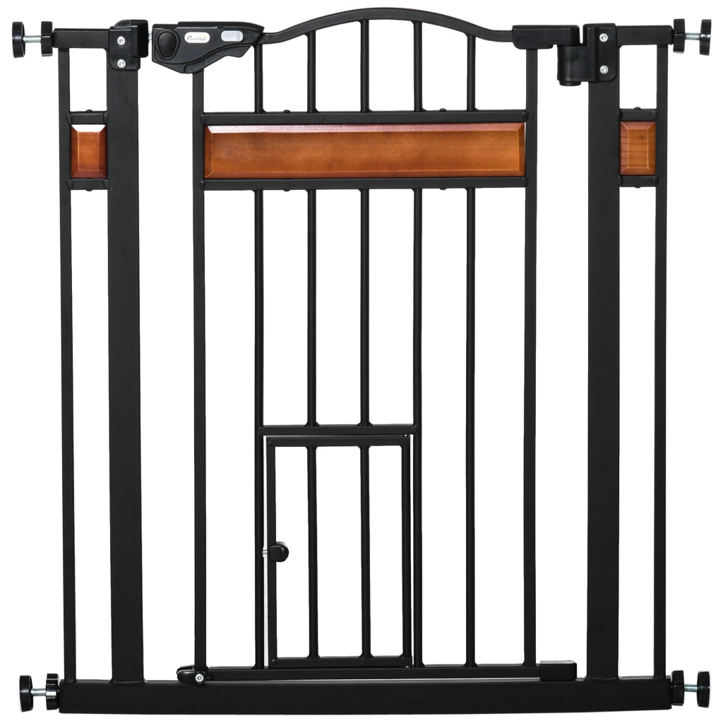 Cancelletto Sicurezza Regolabile per Cani 74-80 cm con Chiusura Automatica Nero