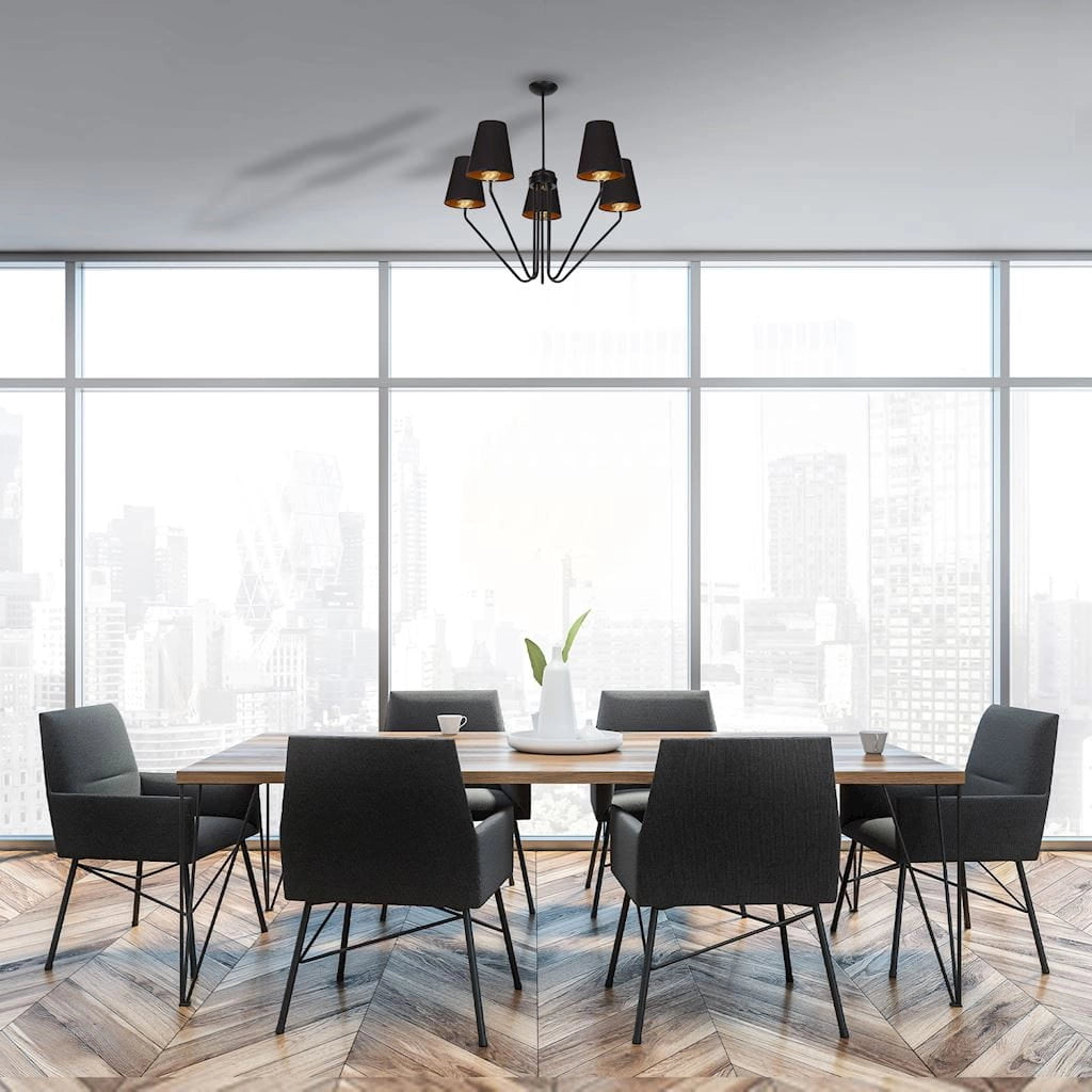 Lampadario 5 luci E27 Victoria nero/oro Milagro MLP4913