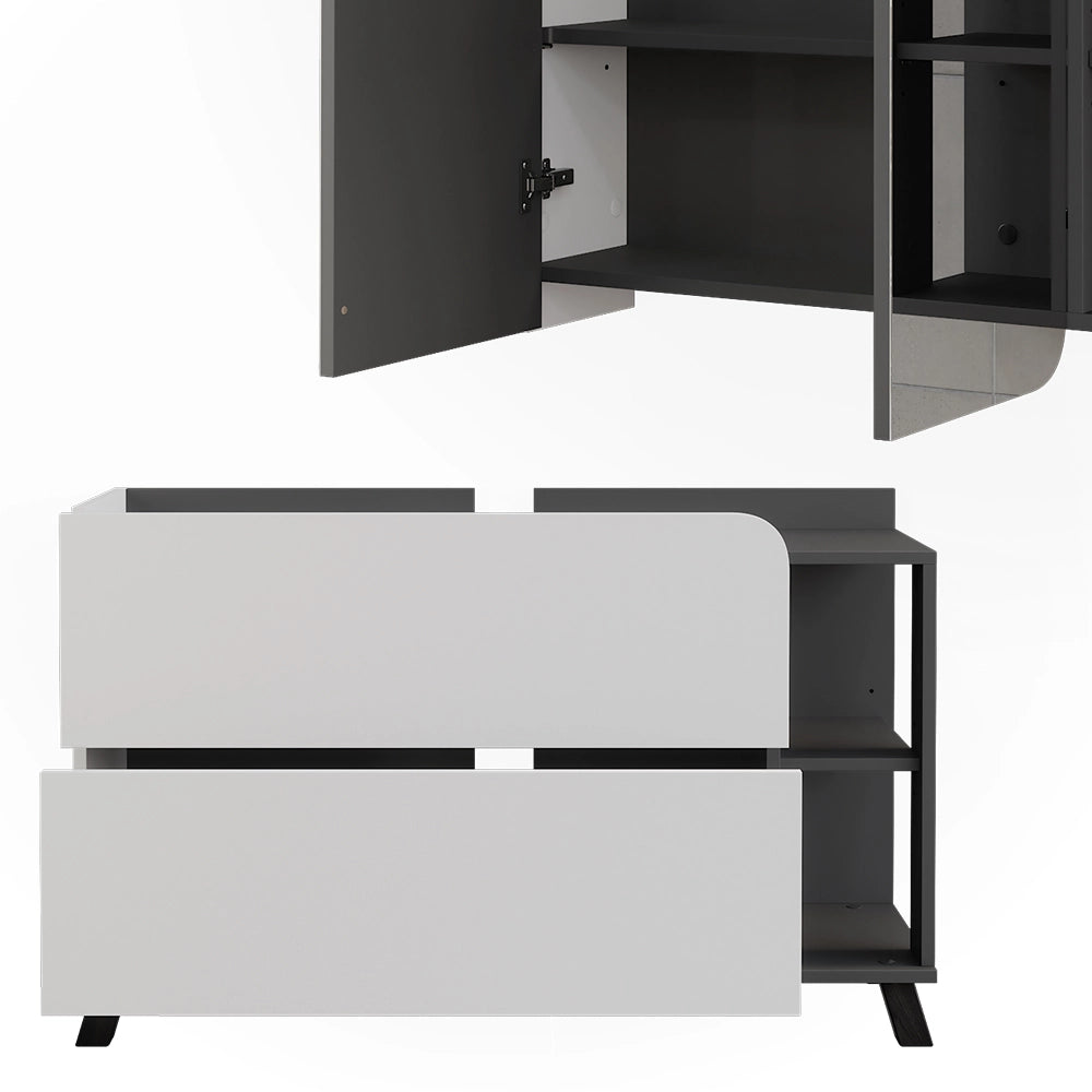 Vicco Set di mobili da bagno Antracite/bianco 2 parti