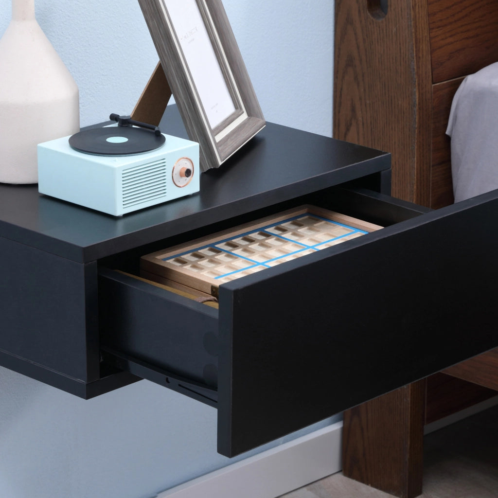 Comodini Sospesi Moderni in Legno ¨C Minimal ¨C 40x30x15cm, Nero