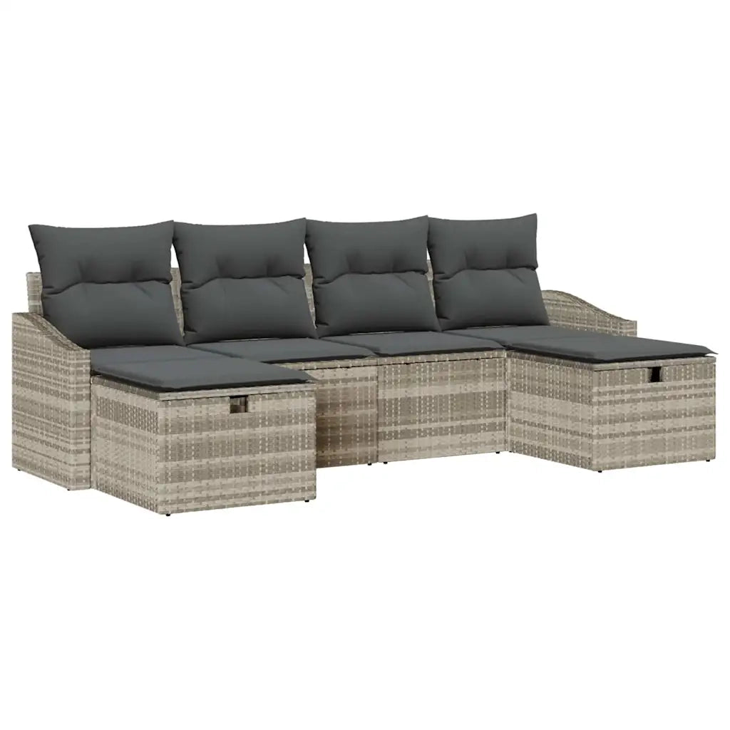 Set Divano da Giardino con cuscino 6 pcs polyrattan