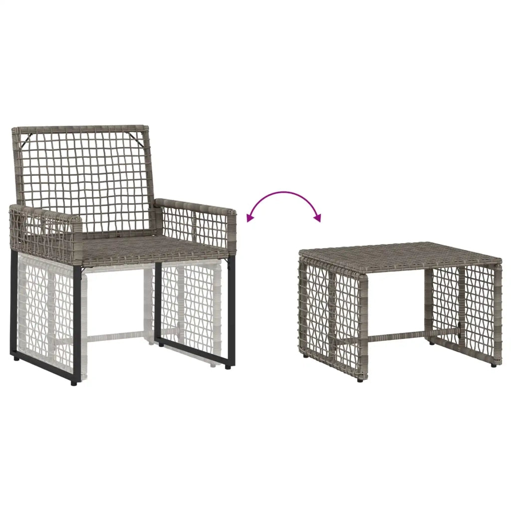 Set di Mobili da Esterno con cuscino 5 pz | Set Salotto da Giardino Grigio e Blu Navy