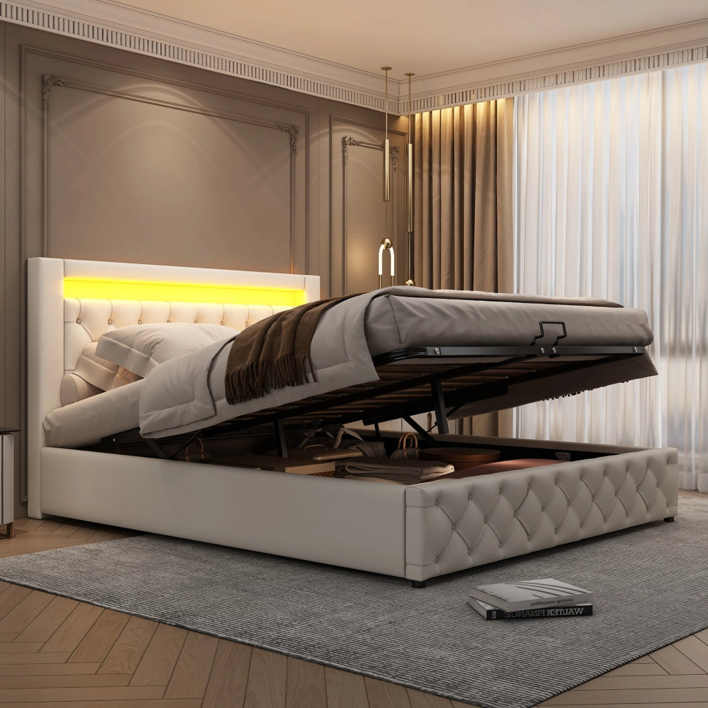 letto imbottito pu bianco 162 x 207 cm