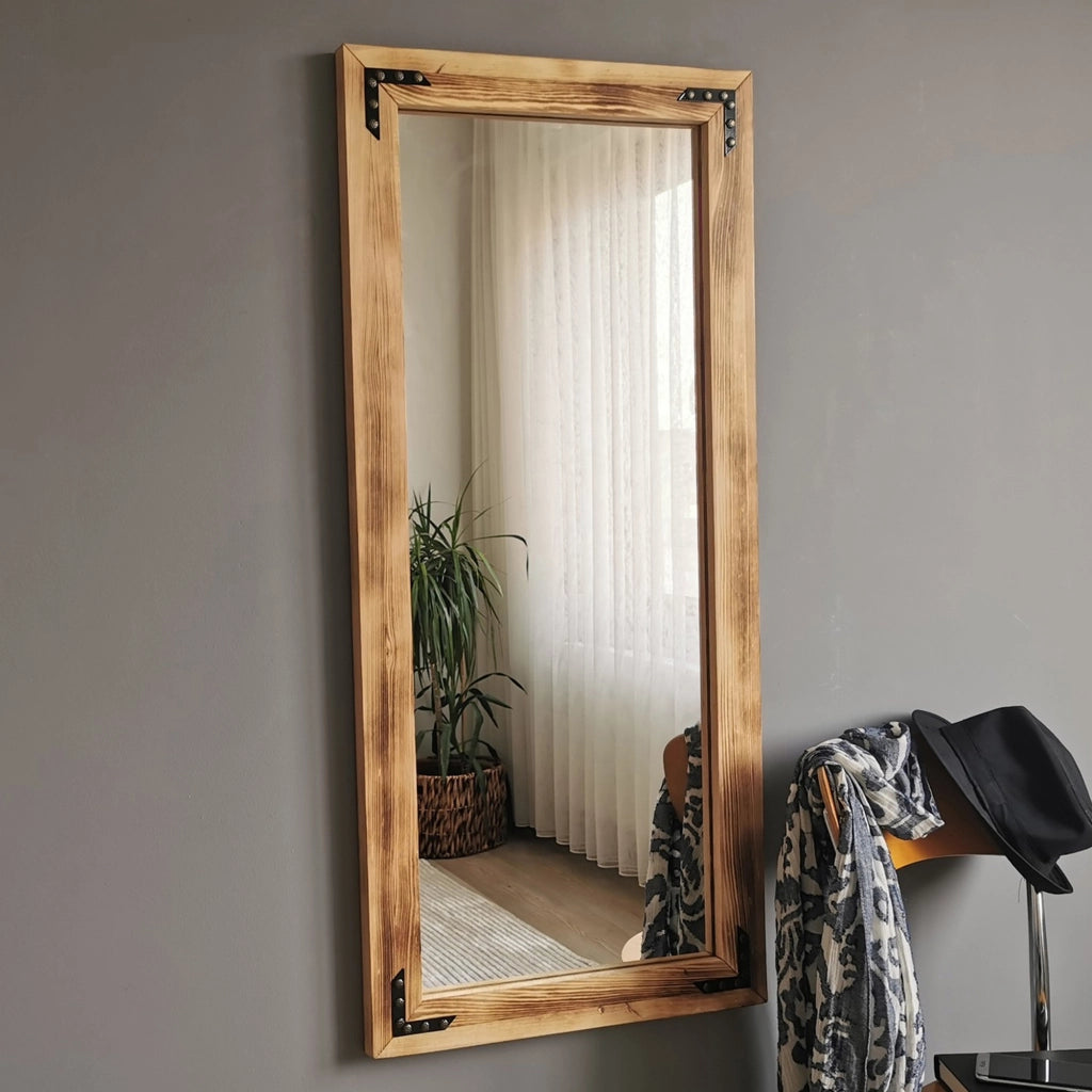 Buscate, Specchio Forma Rettangolare, 50x110h cm Marrone Rovere