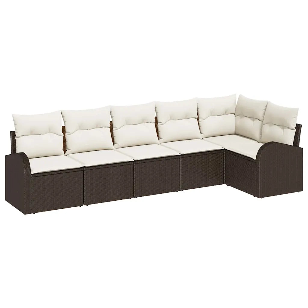Set Divano da Giardino con cuscino 6 pcs Marrone Poly Rattan 3346058