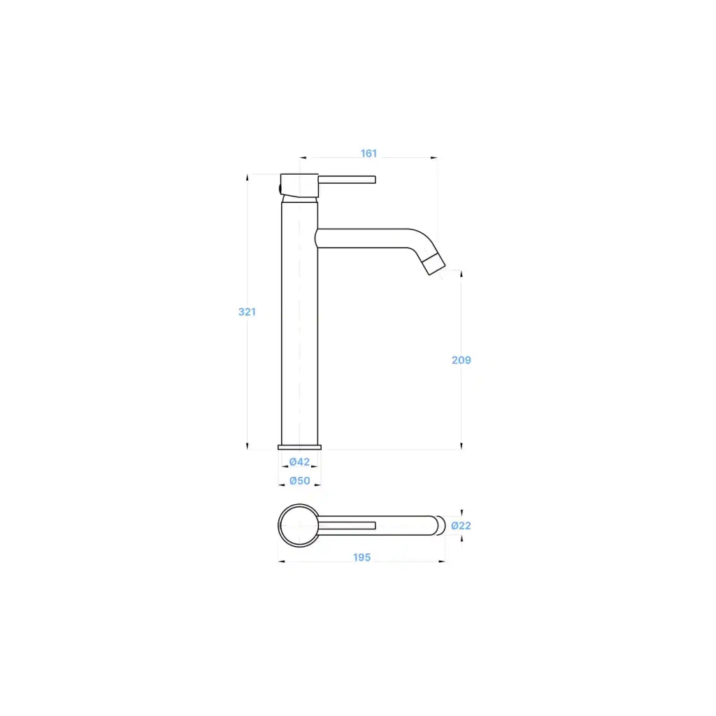 Miscelatore lavabo alto senza scarico nero opaco | Ava