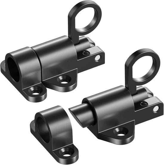 Due fermagli a molla per porte, fermagli a molla per porte, catenacci a molla per porte, catenacci a molla, adatti per porte, finestre e cancelli, Nero