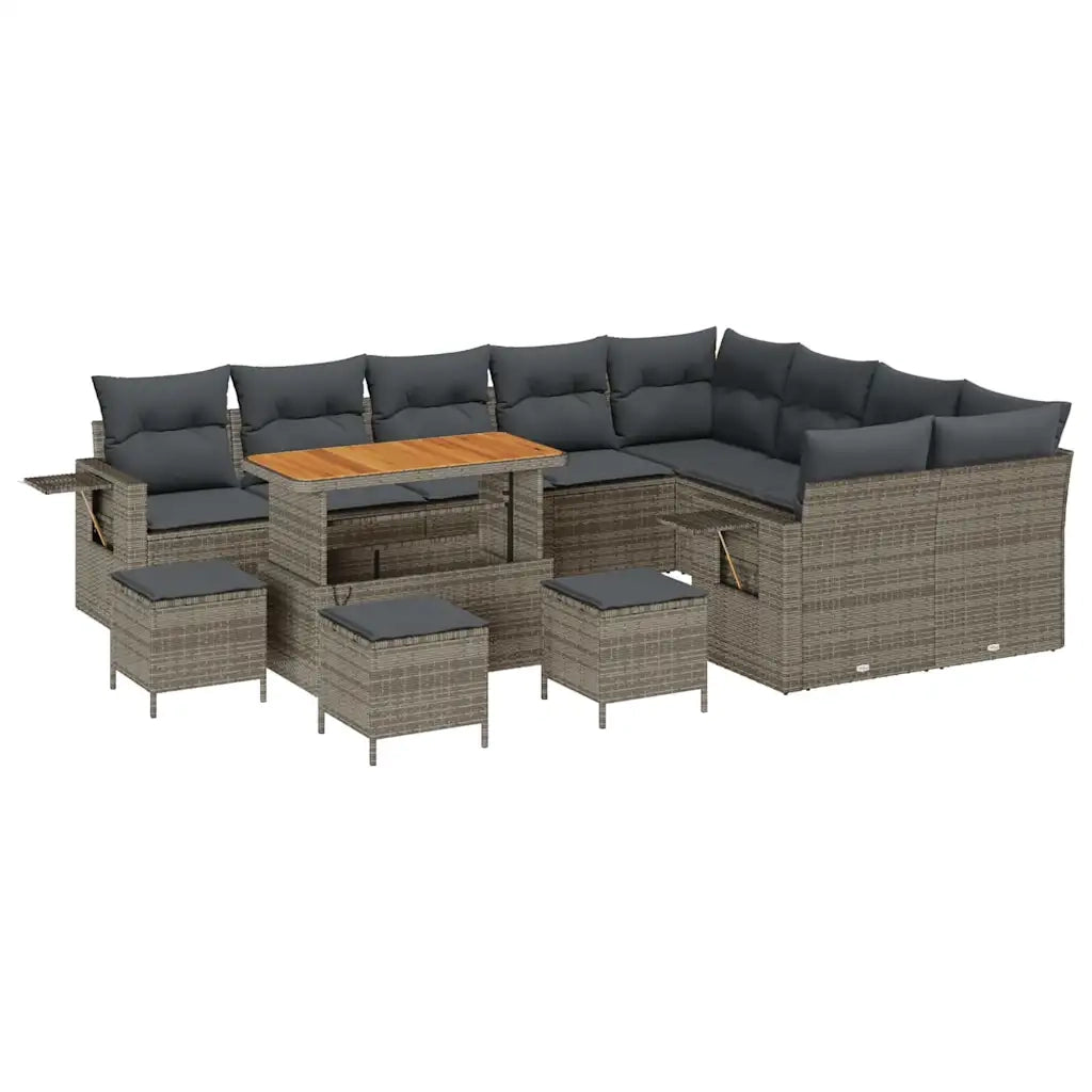 Set Divano da Giardino con cuscino 13 pcs Grigio polyrattan
