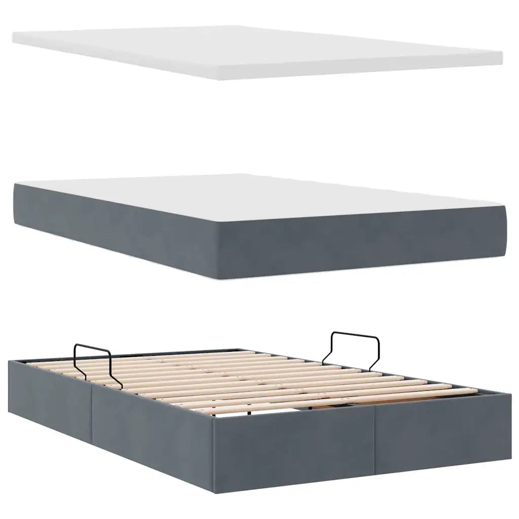 Letto con Contenitore Grigio scuro 120 x 200 cm Velluto