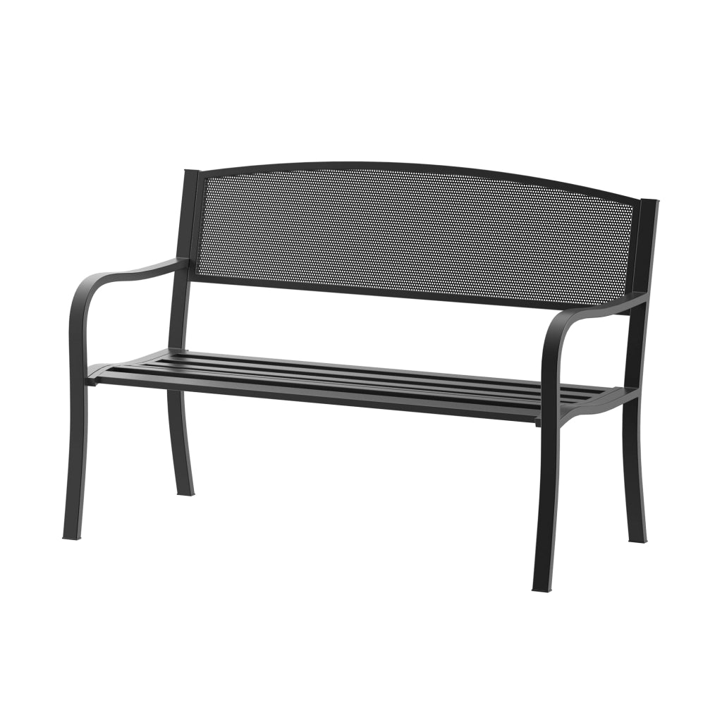 Panchina da Esterno Panca da Giardino Max 240kg Metallo 127 ¡Á 60 ¡Á 85cm Nero