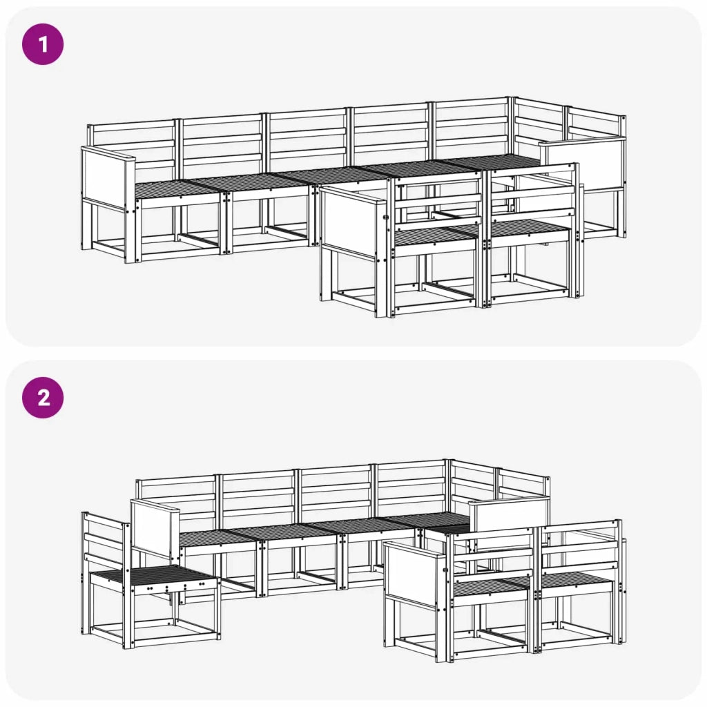 Set di divani da esterno 8 pcs Naturale