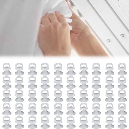 Ganci per tende 50 pezzi - Plastica e Bianco - Ganci per tende per Movimento Facile