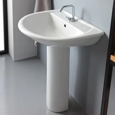Lavabo a colonna da 65 cm in ceramica bianco lucida Rak Karla