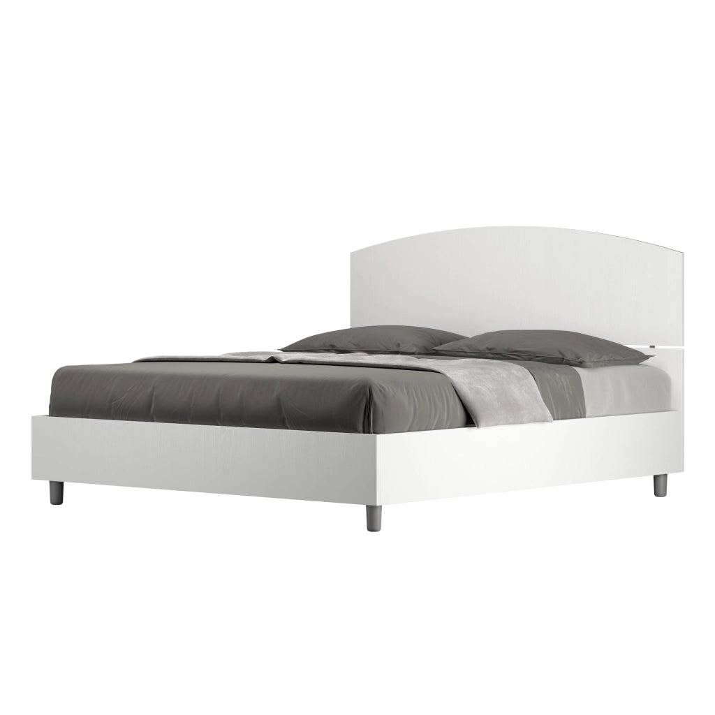 Letto Matrimoniale 160x200 cm con Rete e Contenitore Dora Bianco Frassino