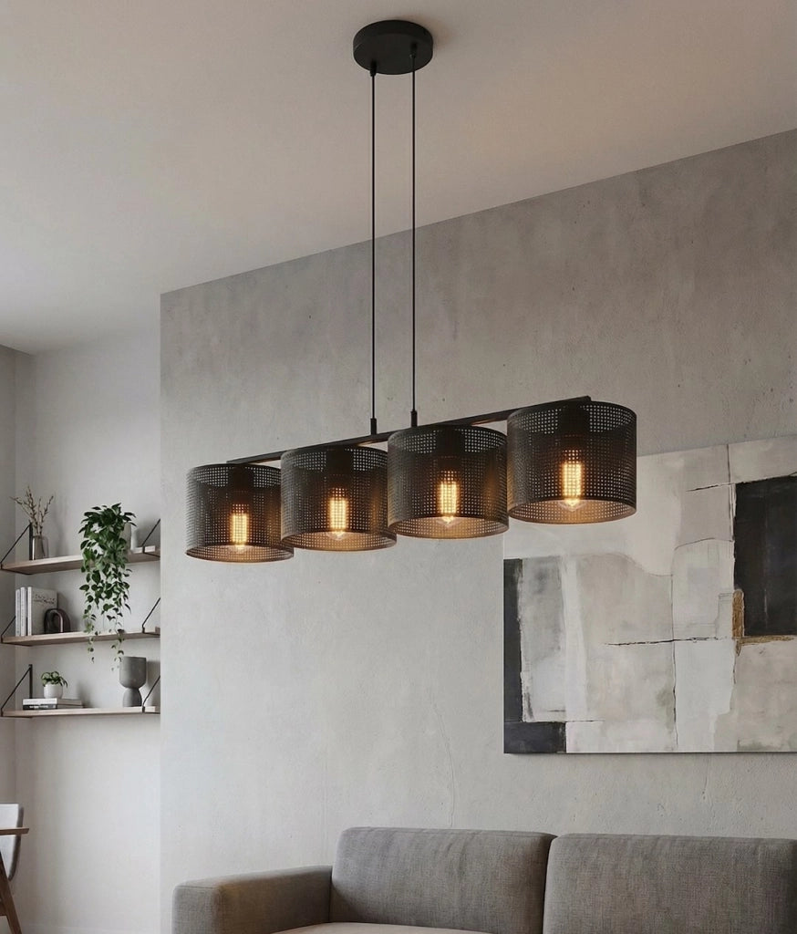 Lampada sospesa LUX nera 4xE27 cilindrica Emibig