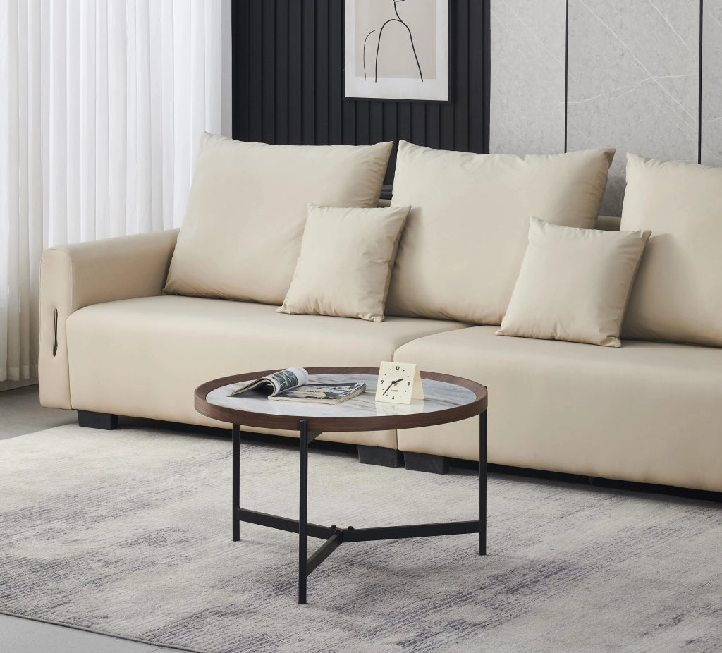 Tavolino da caffè VANOS in MDF blu e bianco