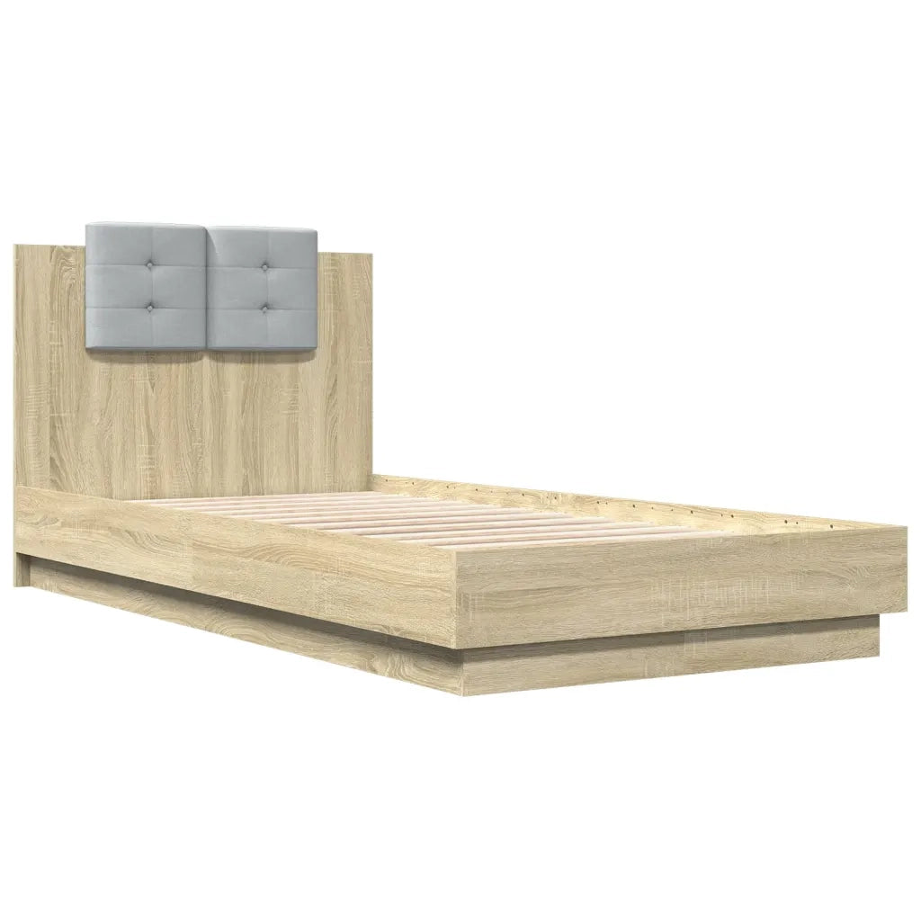 Giroletto con Testiera-Struttura Letto con testiera Rovere Sonoma 90x190cm Legno Multistrato